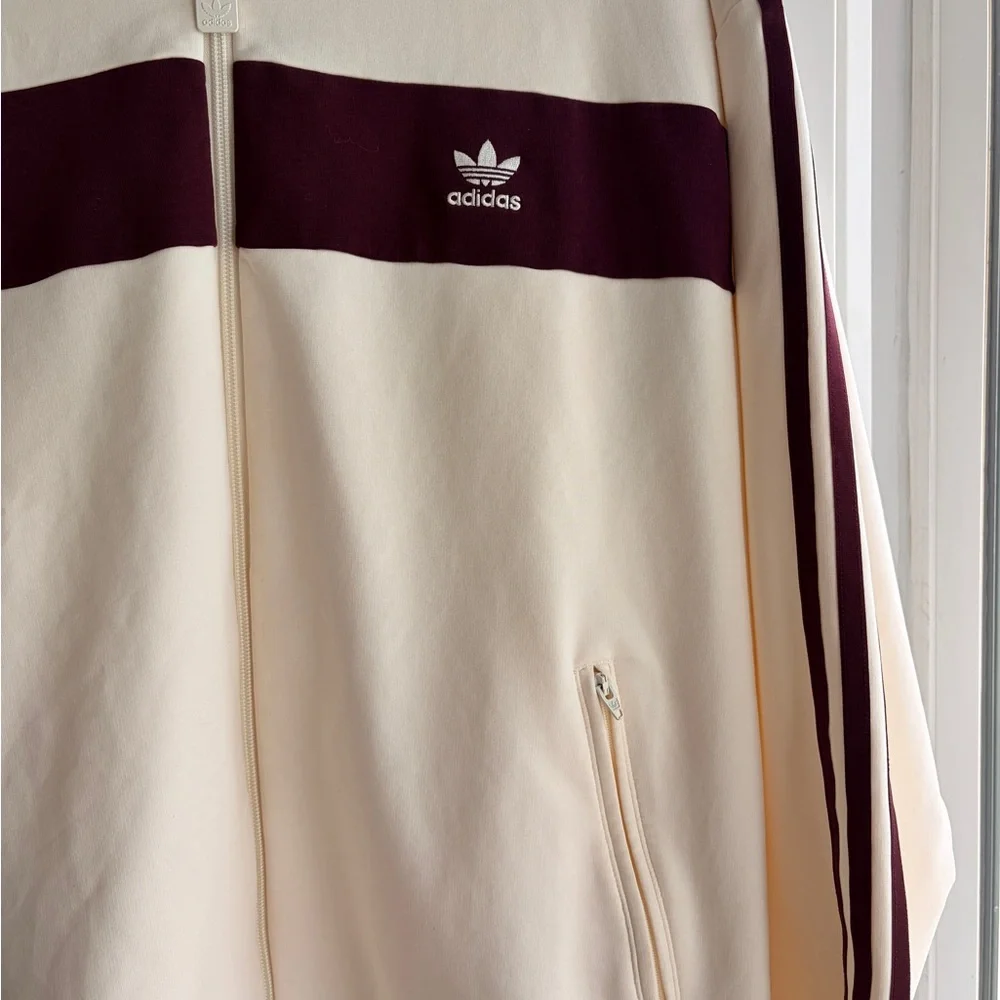 adidas Cream and Burgundy Track Jacket - Picture 2 of 7